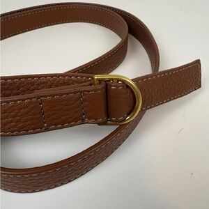 Tory Burch Brown Leather Belt with Gold Buckle